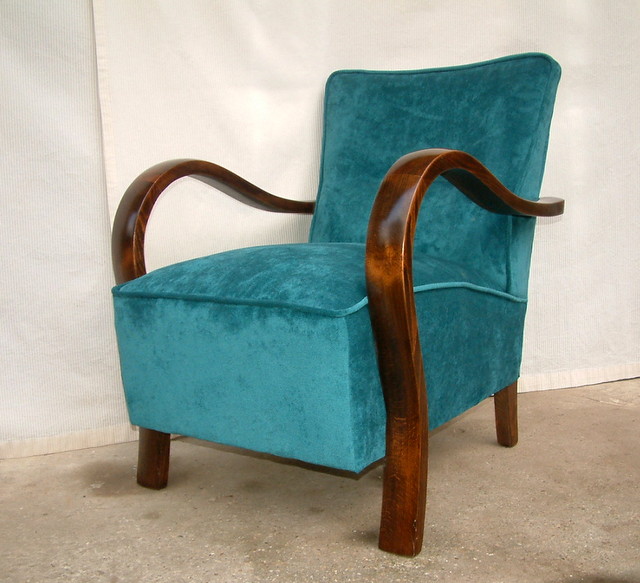 Art Deco armchair. Velvet upholstery.