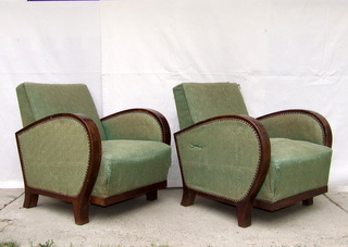 Art Deco armchairs, club chairs.