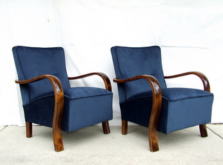 Pair of Art Deco Blue Velvet armchairs. 