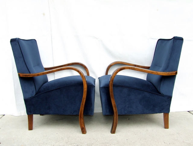 Royal Blue Velvet Armchairs.