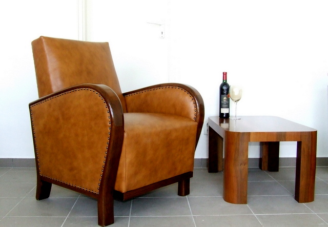 Art Deco leather armchair.