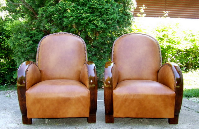 Leather armchairs.