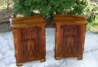 Superb pair of Art Deco Walnut Bedside Cabinets. Click here to see more photos and the price.