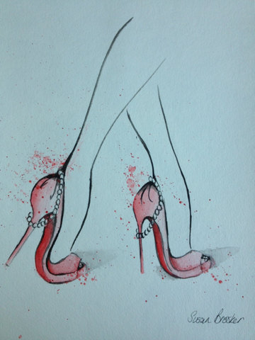 Hot Heels. Original watercolour painting.